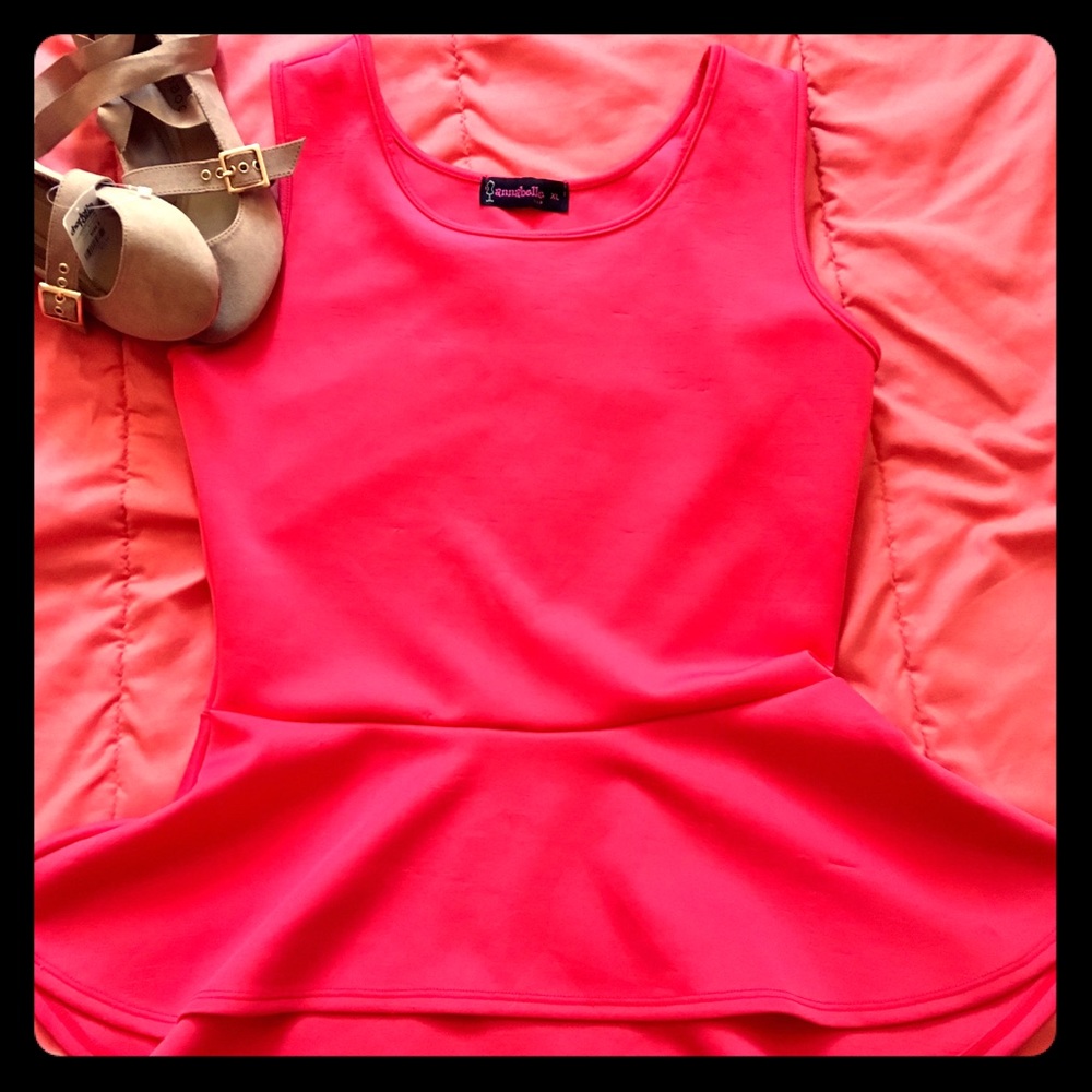 Red Peplum Fit and Flare Top